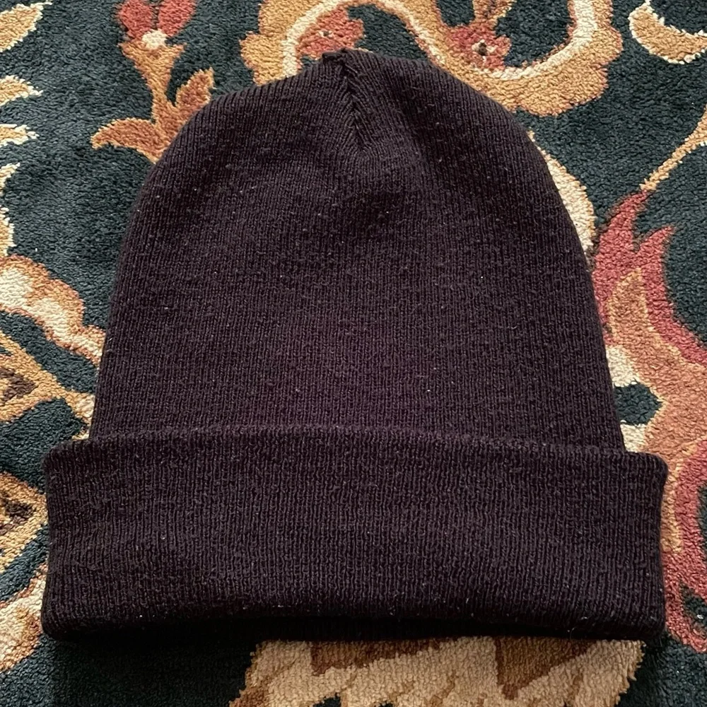 ❄ CARHARTT SQUARE LOGO A18 BLACK CUFFED BEANIE HAT TOQUE - SIZE OSFA ❄ - Picture 2 of 9